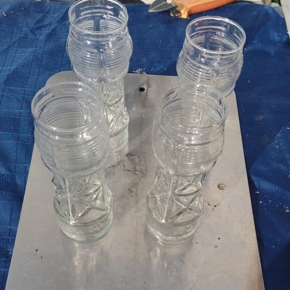 Set of 4 Clear Glass Red Lobster Tiki Mugs - Picture 1 of 1